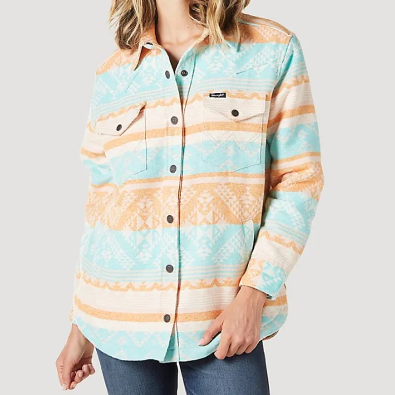 Wrangler Women's Coral & Mint Aztec Shacket