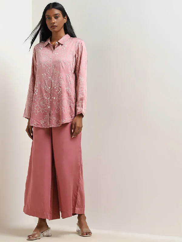 Zuba Dusty Pink Bandhani Printed Straight Tunic