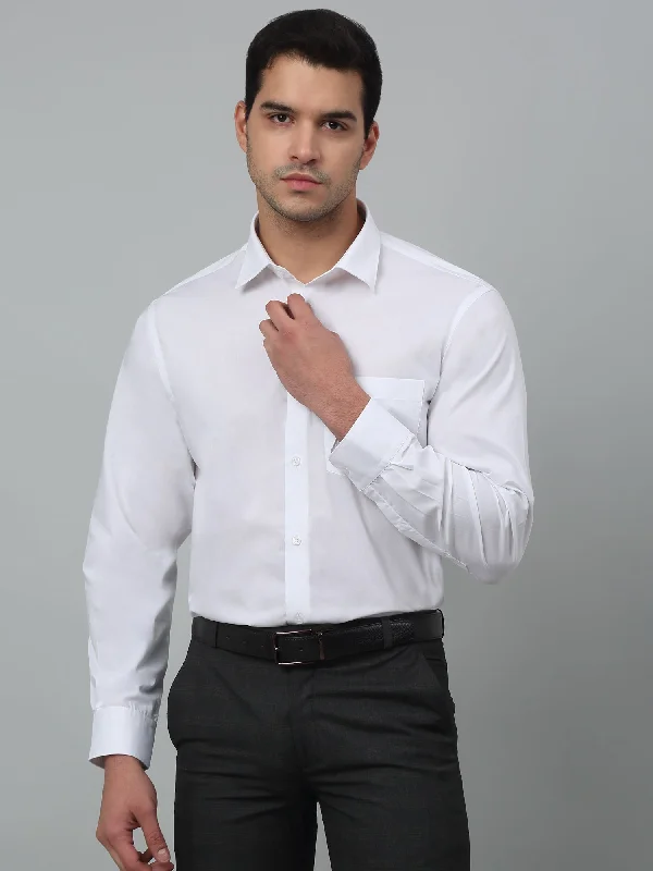 Men's White Formal Plain Full Sleeve Shirt