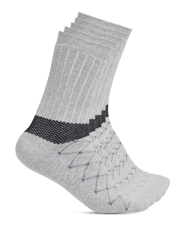 Men's Grey Melange Fashion Crew length Terry Socks -Pack of 5