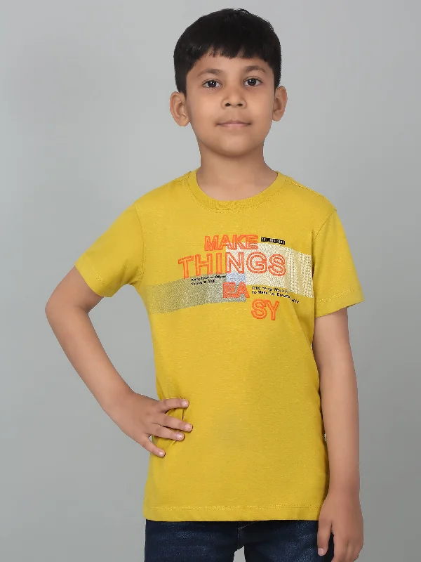 Boys Casual Yellow Half Sleeve  T-Shirt