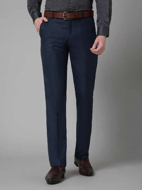 Men's Formal Flat front Navy Blue  Trousers