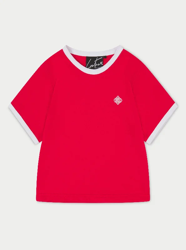 COUTURE EMBLEM RINGER BABY TEE - RED