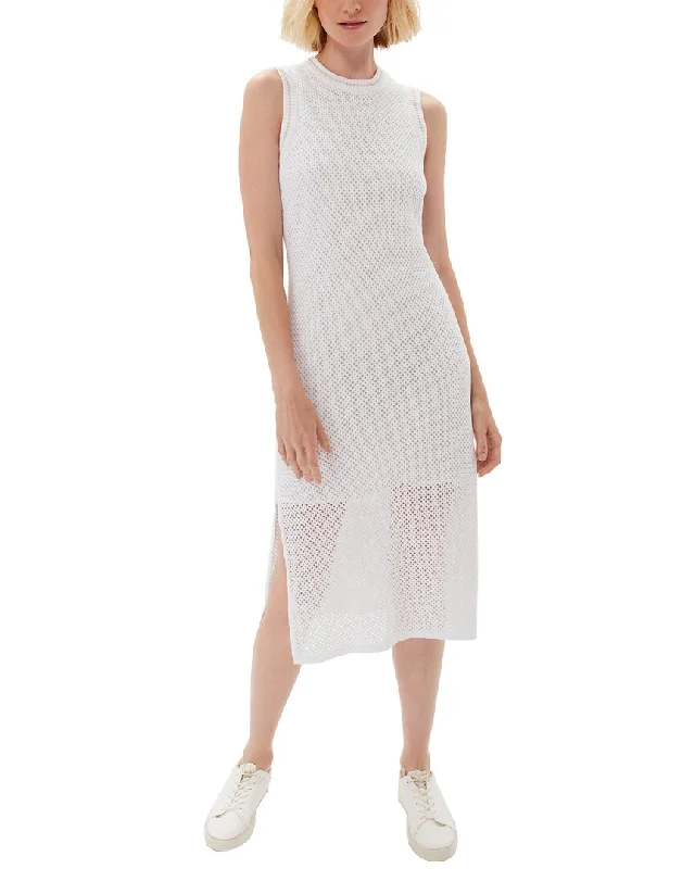 Ecru Mesh Stitch Sweater Dress