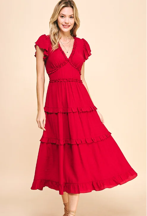 Everly Cranberry Midi Dress