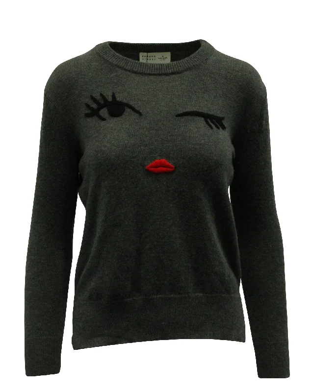 Kate Spade x Boome Street Winking Face Sweater in Grey Polyamide