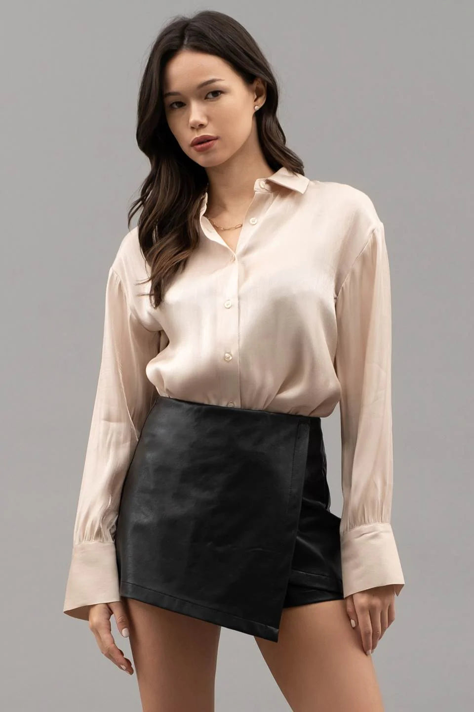 Satin Khaki Top