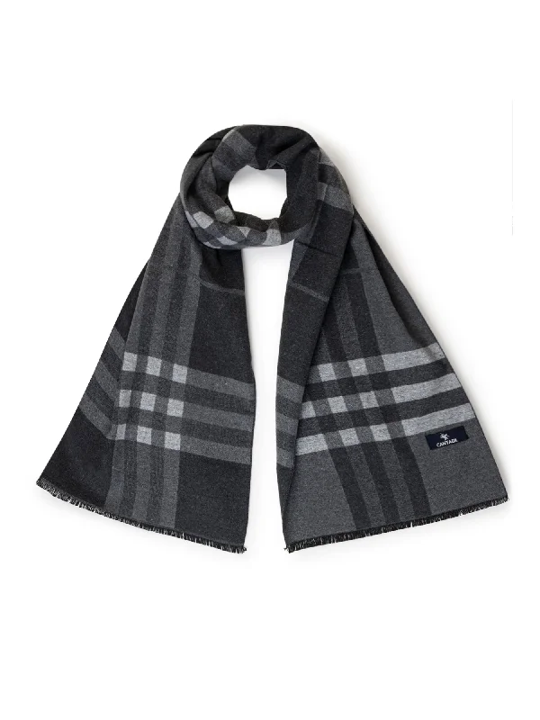 Men's Grey Melange Fashion Checkered Muffler