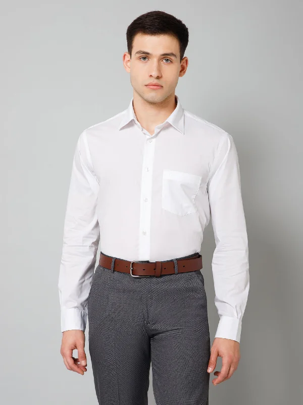 Men's White Formal Plain Full Sleeve Shirt