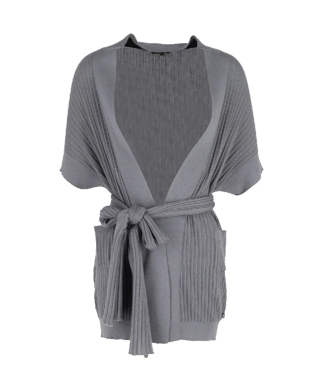 Loro Piana Belted Cardigan in Grey Cashmere