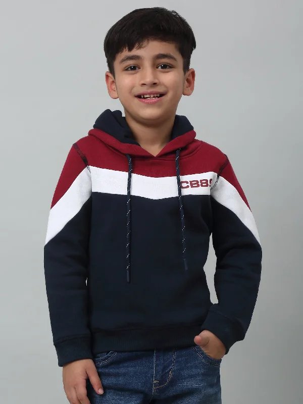 Boys Casual Navy Blue Full Sleeve Hoodie Pullover Sweatshirt