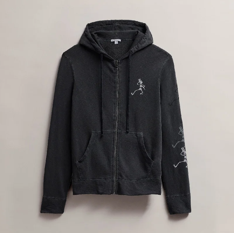 Men's Grateful Dead Dancing Skeleton Full Zip Hoodie - Carbon Pigment