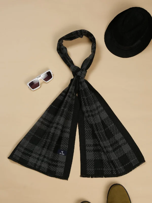 Men's Black Fashion Checkered Muffler