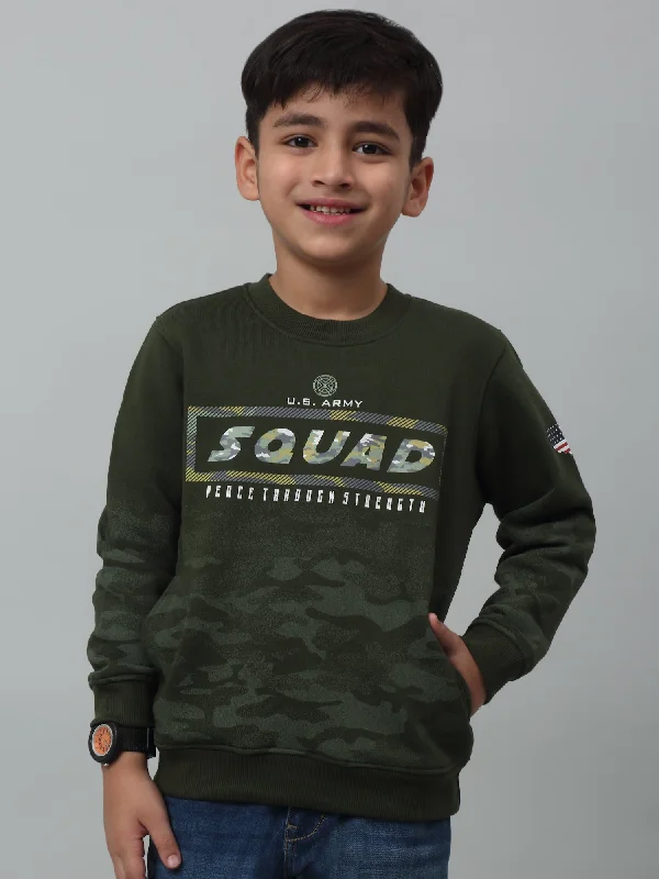 Boys Casual Green Full Sleeve Pullover Sweatshirt