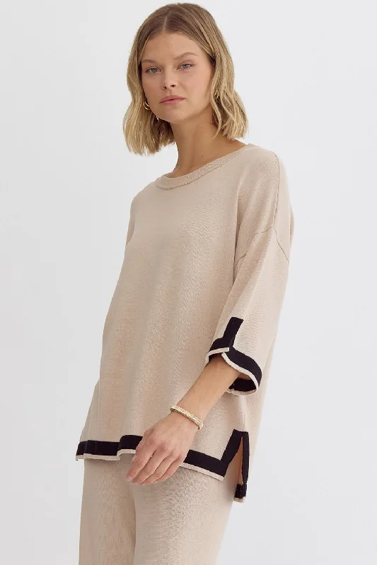 Round Neck 3/4 Sleeve Top