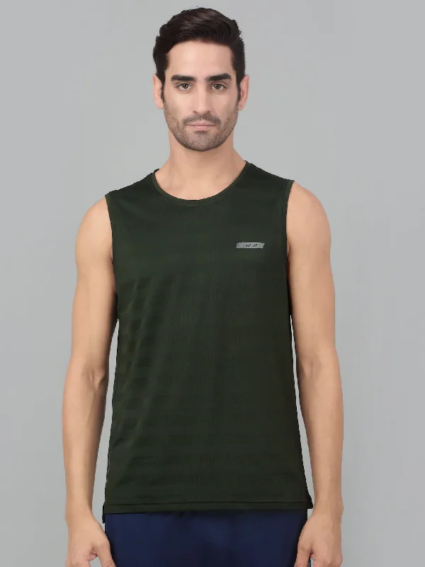 Men's Olive Green Round neck Sleeveless Tank top