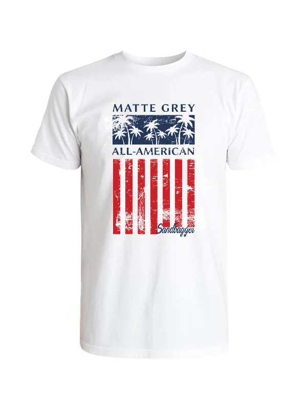 All American Sandbagger Palm Tee -  White (Freedom Red/Space Blue)