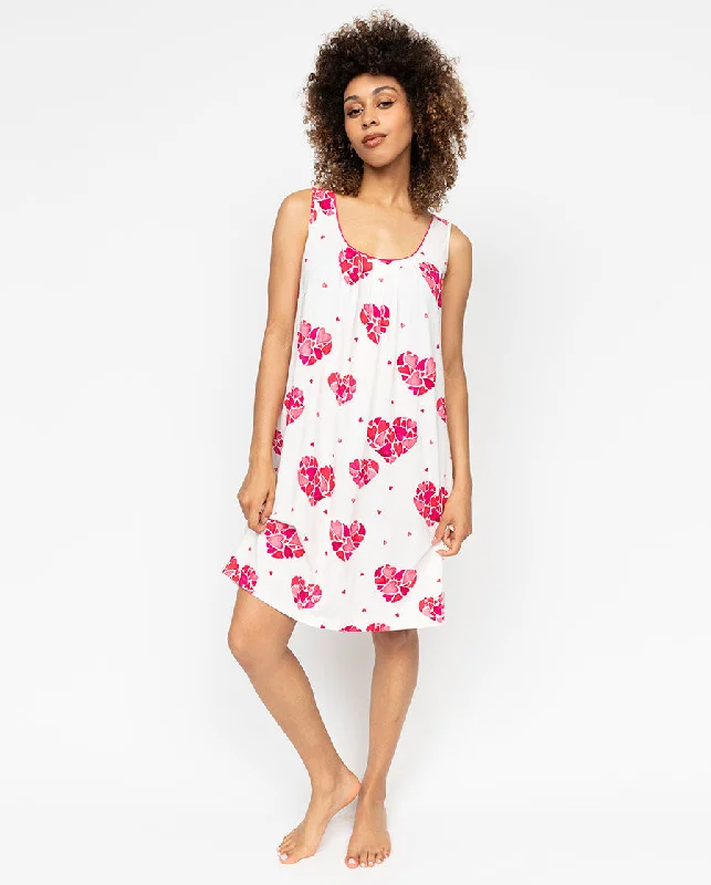 Aria Womens Heart Printed Jersey Short Nightdress