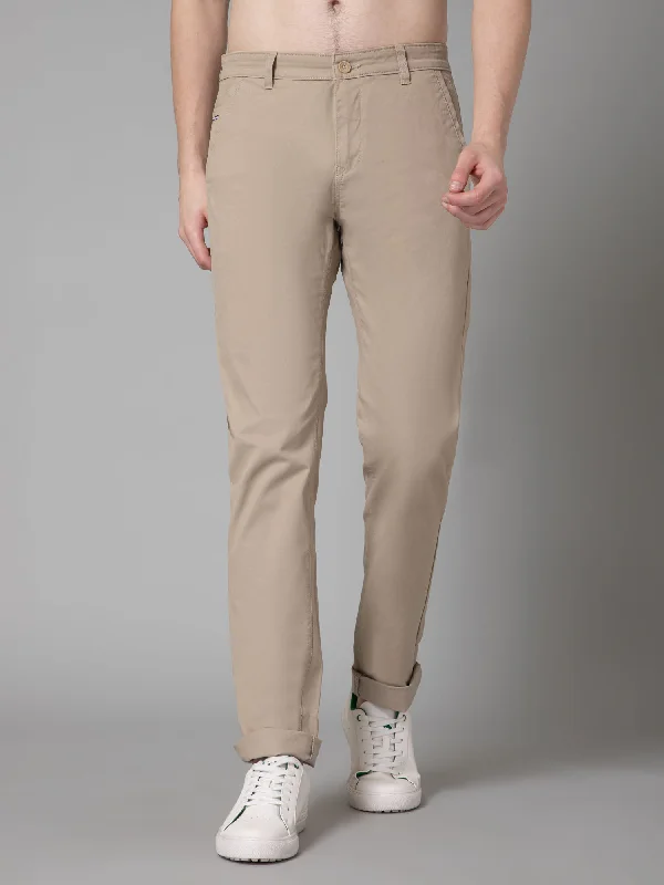 Men's Casual Flat front Fawn  Trousers