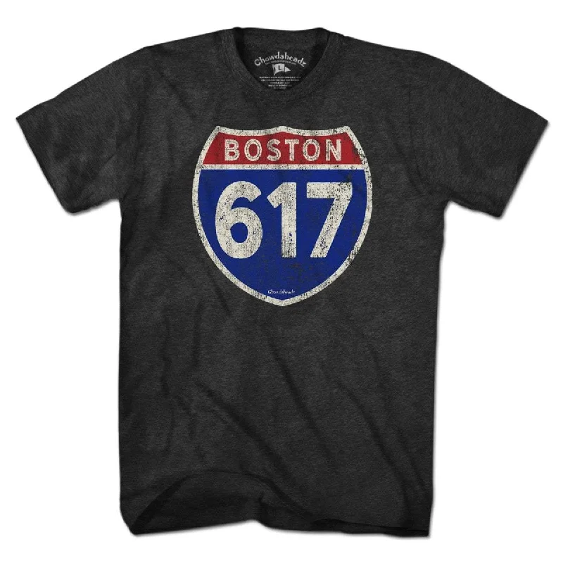 Boston 617 Highway Sign T-Shirt