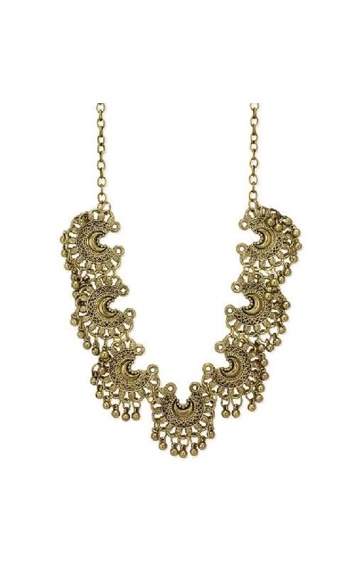 Crescent Charm Bib Necklace