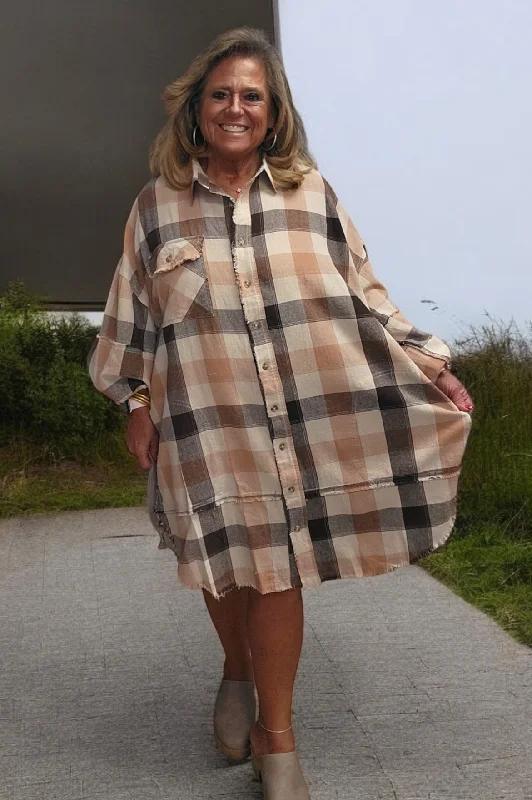 Flowy Flannel Tunic Dress