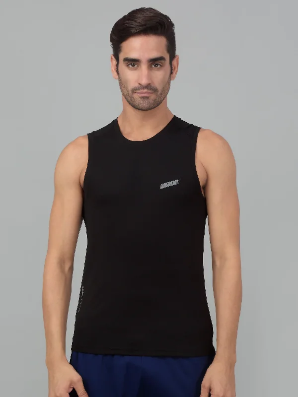 Men's Black  Round neck Sleeveless Tank top