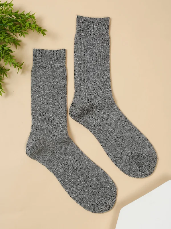 Men's Grey Melange Basic Crew length Socks -Pack of 3