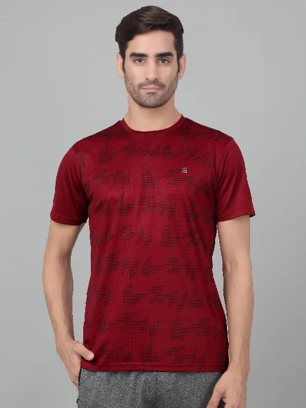 Men's Red  Round neck Half Sleeve T-Shirt with printed front