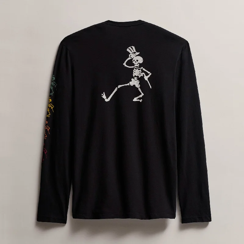 Men's Grateful Dead Dancing Skeleton Long Sleeve Tee - Black