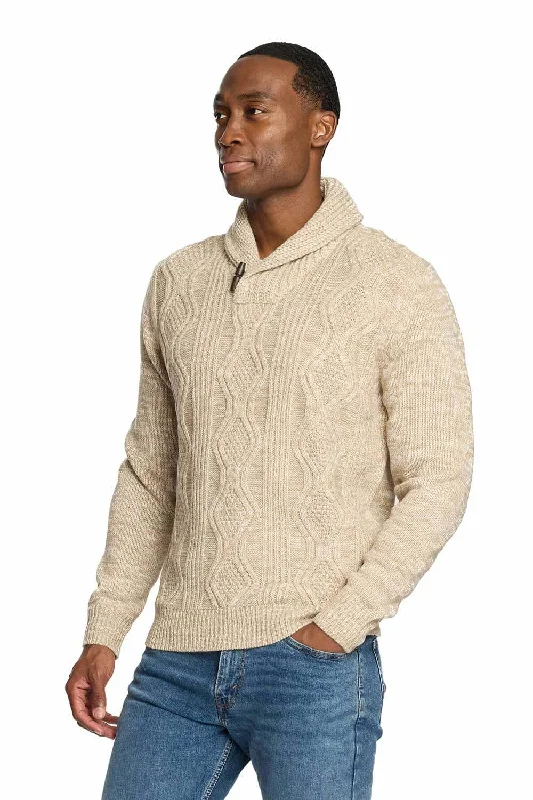 Weatherproof Vintage Cable Knit Fisherman Toggle Sweater for Men in Khaki Heather | F2440157GK-LT KHAKI HEATHER