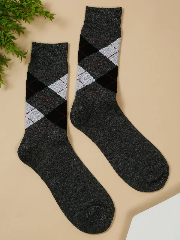 Men's Grey Melange Basic Crew length Socks -Pack of 3