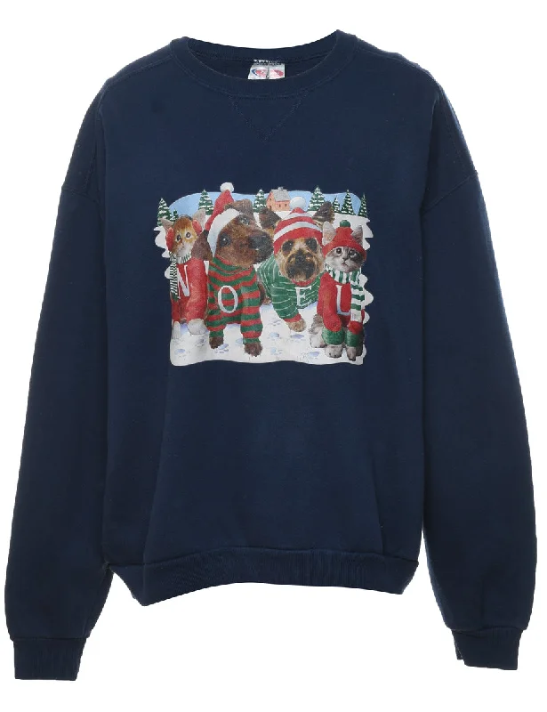 Animal Design Christmas Sweatshirt - XL