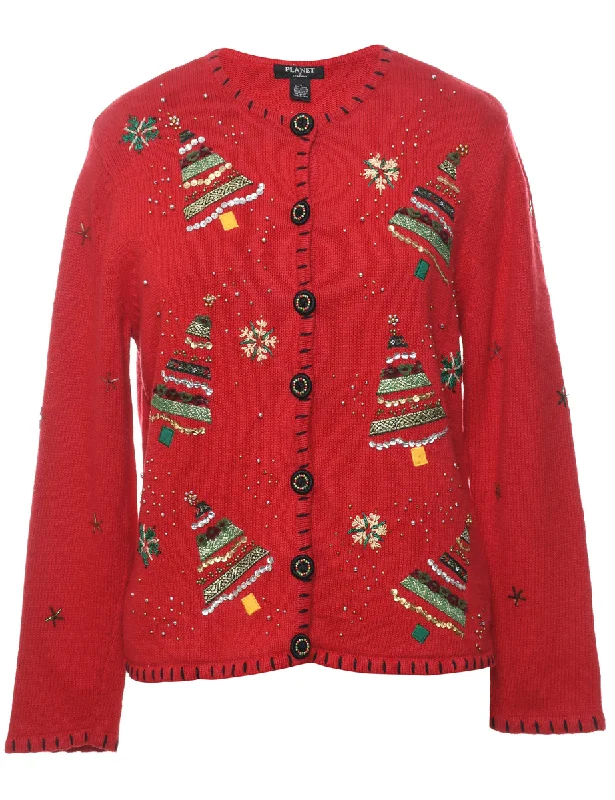 Christmas Tree Design Cardigan - M