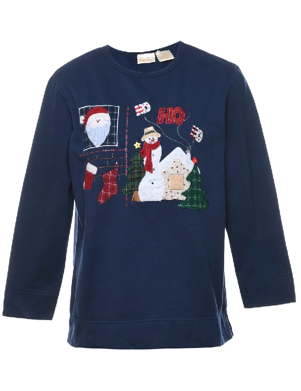 Embroidered Christmas Sweatshirt - S