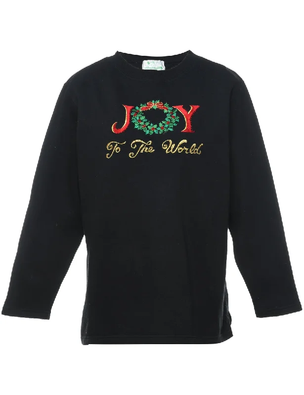 Joy Embroidered Christmas Sweatshirt - M