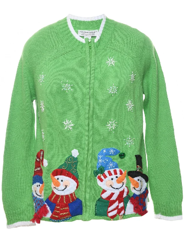 Snowman Christmas Cardigan - M