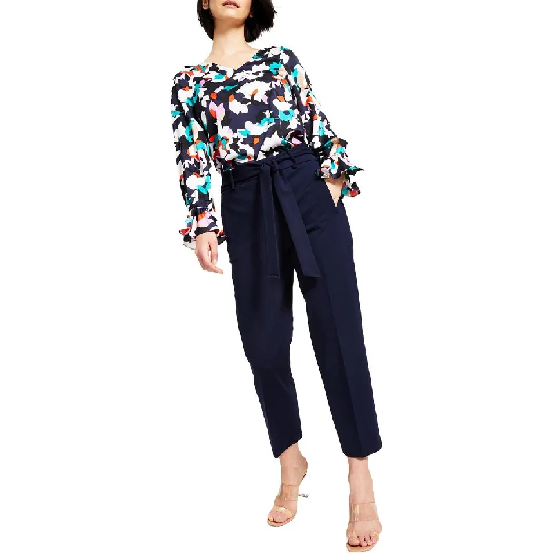 Bar III Womens Belted Viscose Carpi Pants