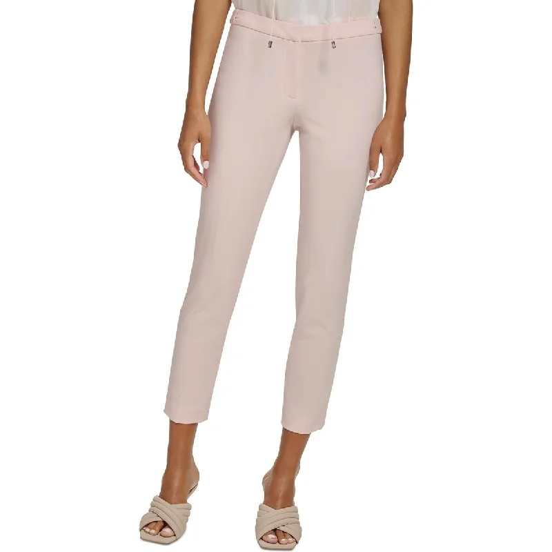 Calvin Klein Womens Petites Solid High Rise Ankle Pants