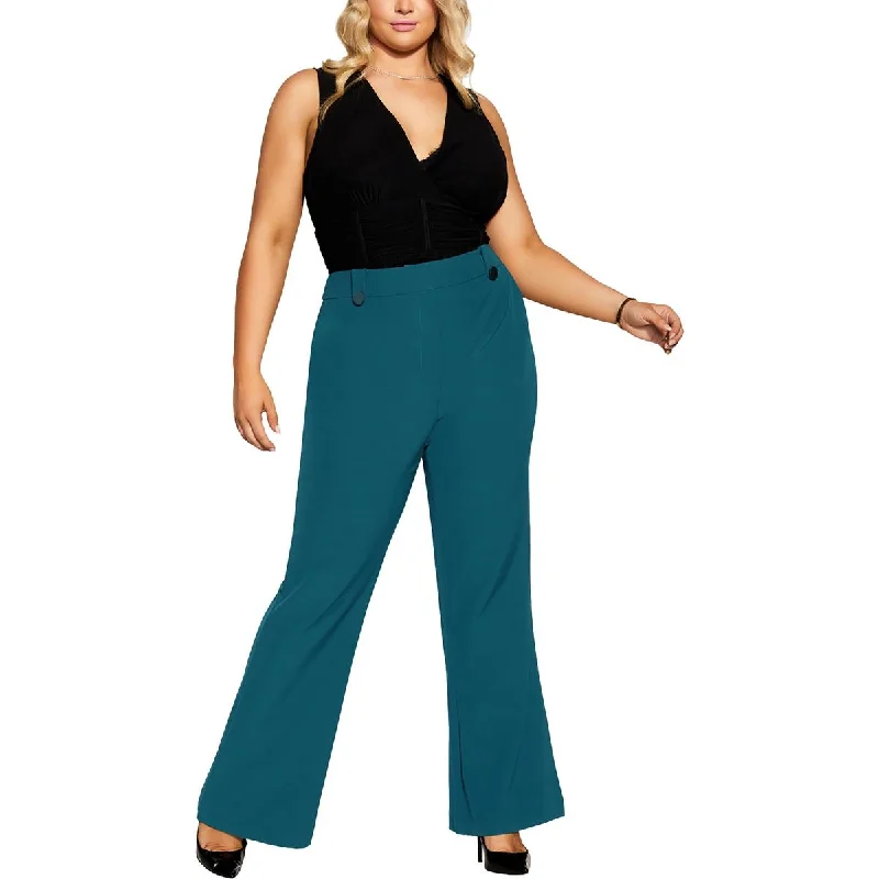 City Chic Womens Solid  Wide Leg Pants