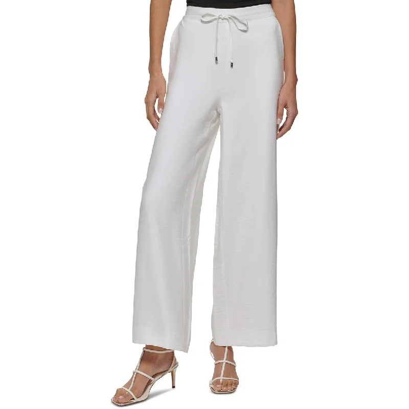 DKNY Womens Drawstring Rayon Wide Leg Pants