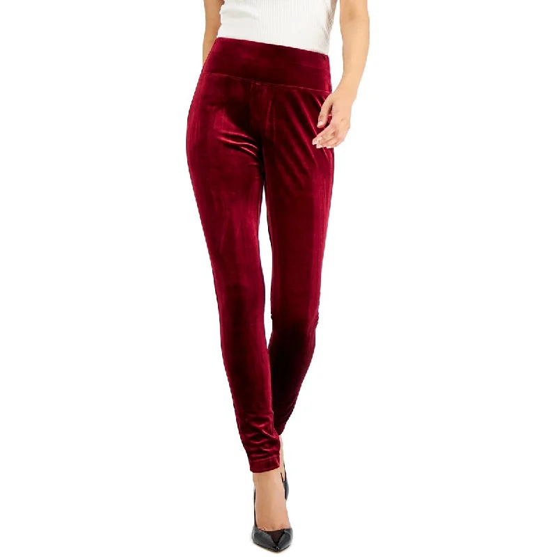 INC Womens Petites Velvet Cuffed Skinny Pants