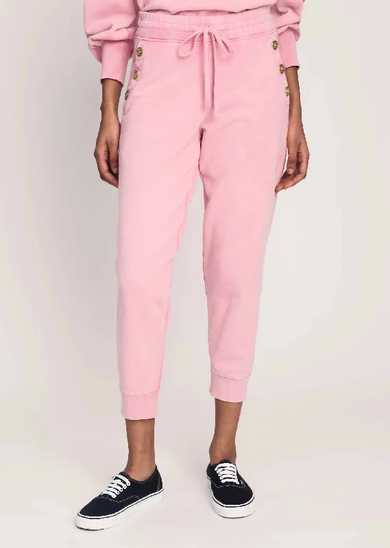 Jax Sweatpant With Sailor Buttons In Pink Lady