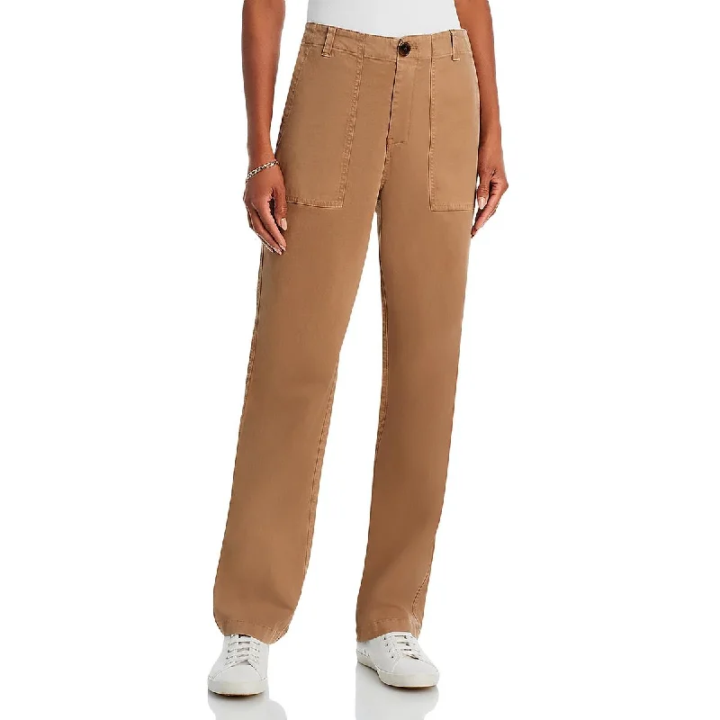 Kule Womens Coated Cotton Straight Leg Pants