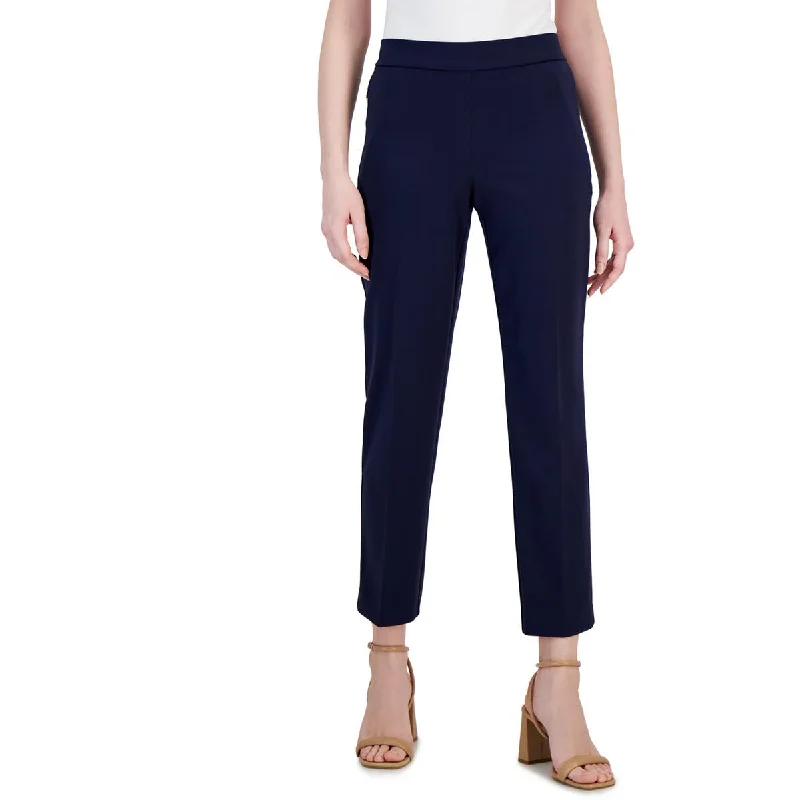 T Tahari Womens High Rise Solid Ankle Pants